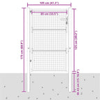 Cancello da Giardino Antracite 100x125 cm in Acciaio