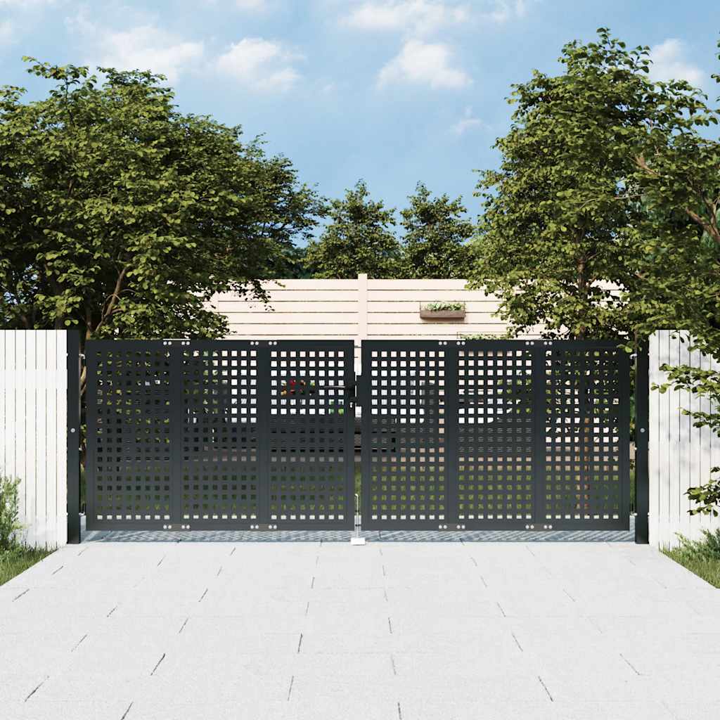 Cancello da Giardino Antracite 300x75 cm in Acciaio