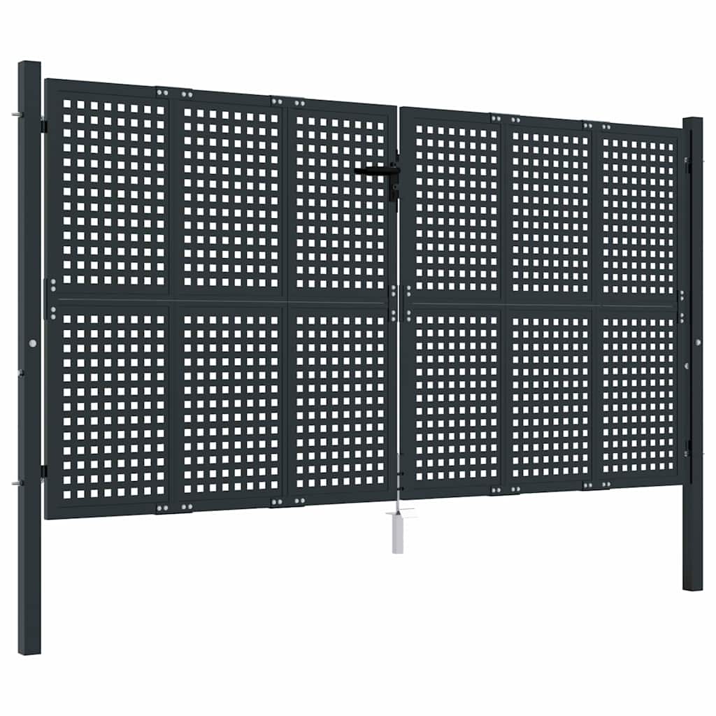 Cancello da Giardino Antracite 300x125 cm in Acciaio