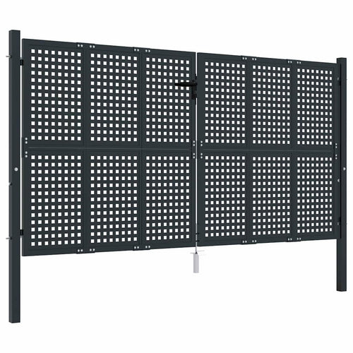 Cancello da Giardino Antracite 300x125 cm in Acciaio