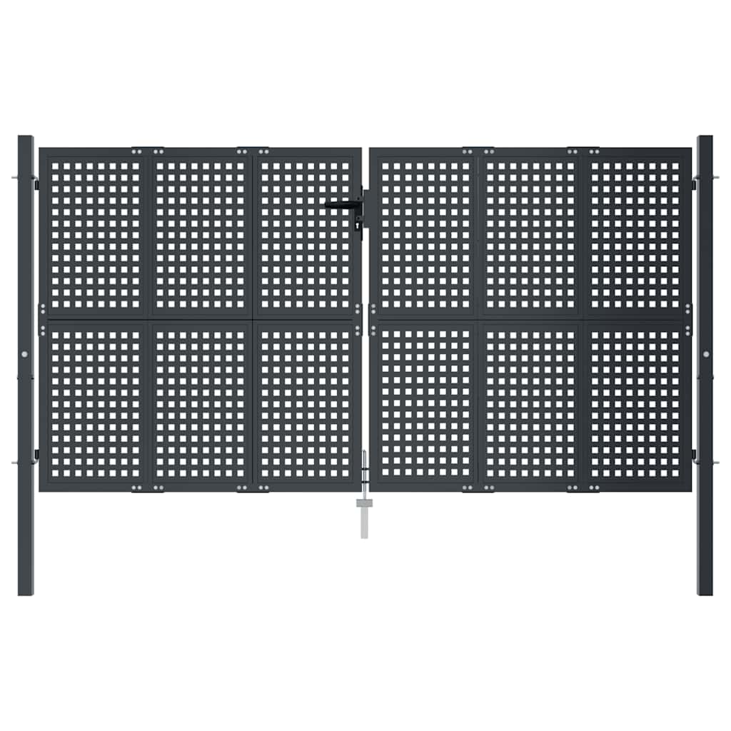 Cancello da Giardino Antracite 300x125 cm in Acciaio