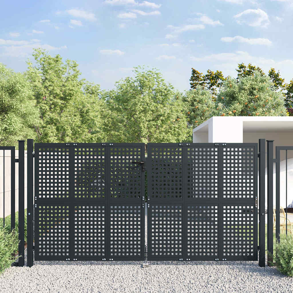 Cancello da Giardino Antracite 300x125 cm in Acciaio