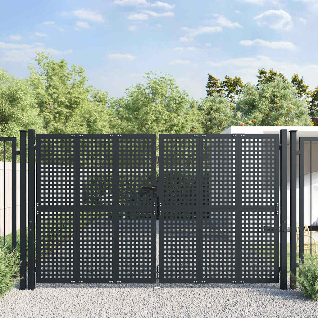 Cancello da Giardino Antracite 300x175 cm in Acciaio