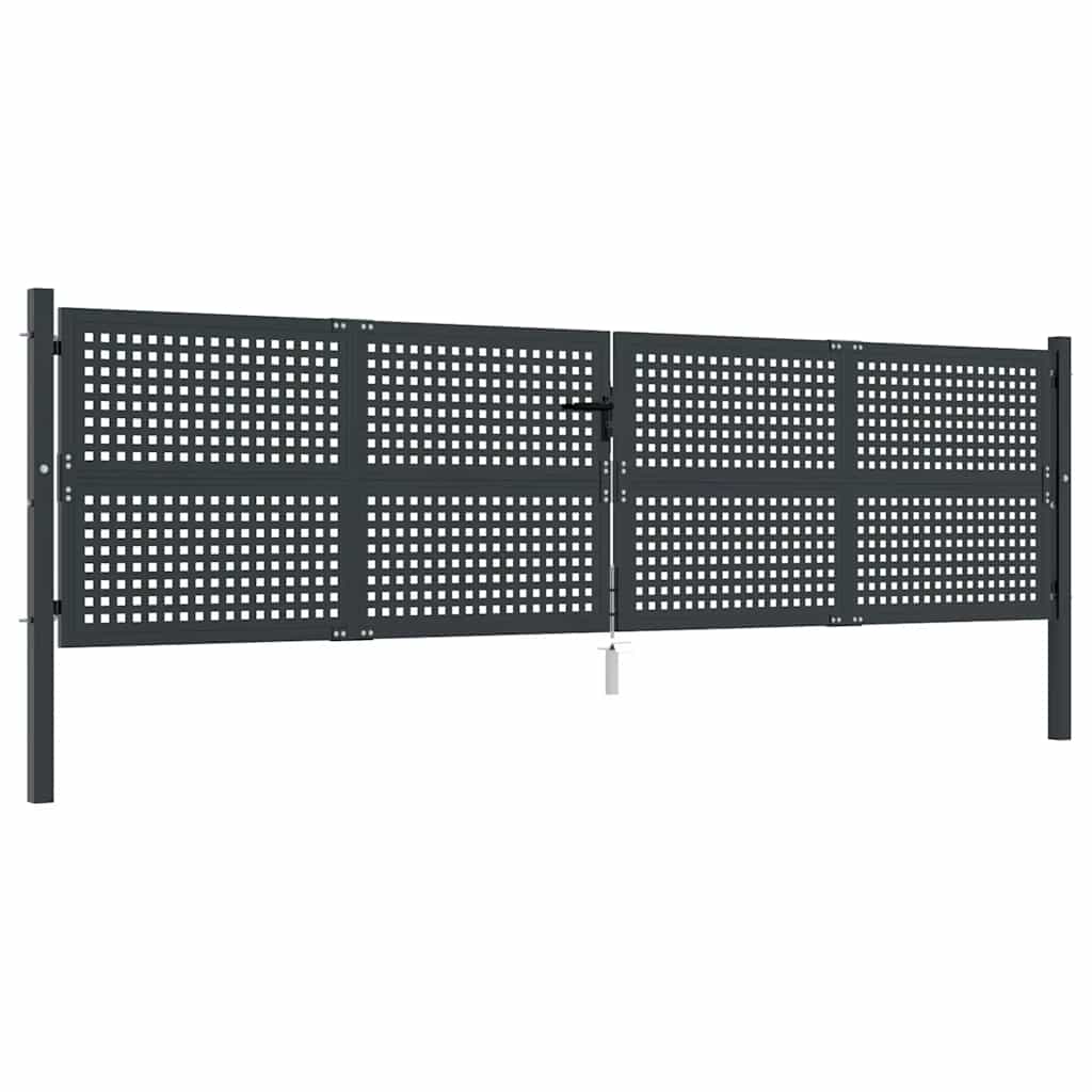 Cancello da Giardino Antracite 400x125 cm in Acciaio