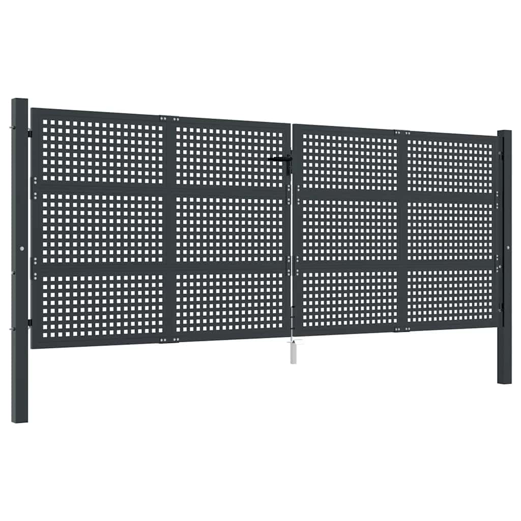 Cancello da Giardino Antracite 400x125 cm in Acciaio