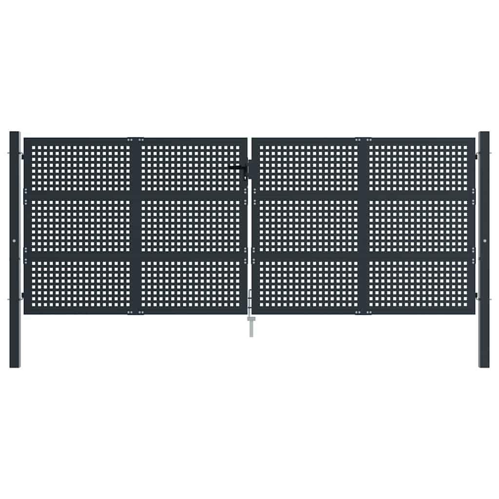 Cancello da Giardino Antracite 400x125 cm in Acciaio