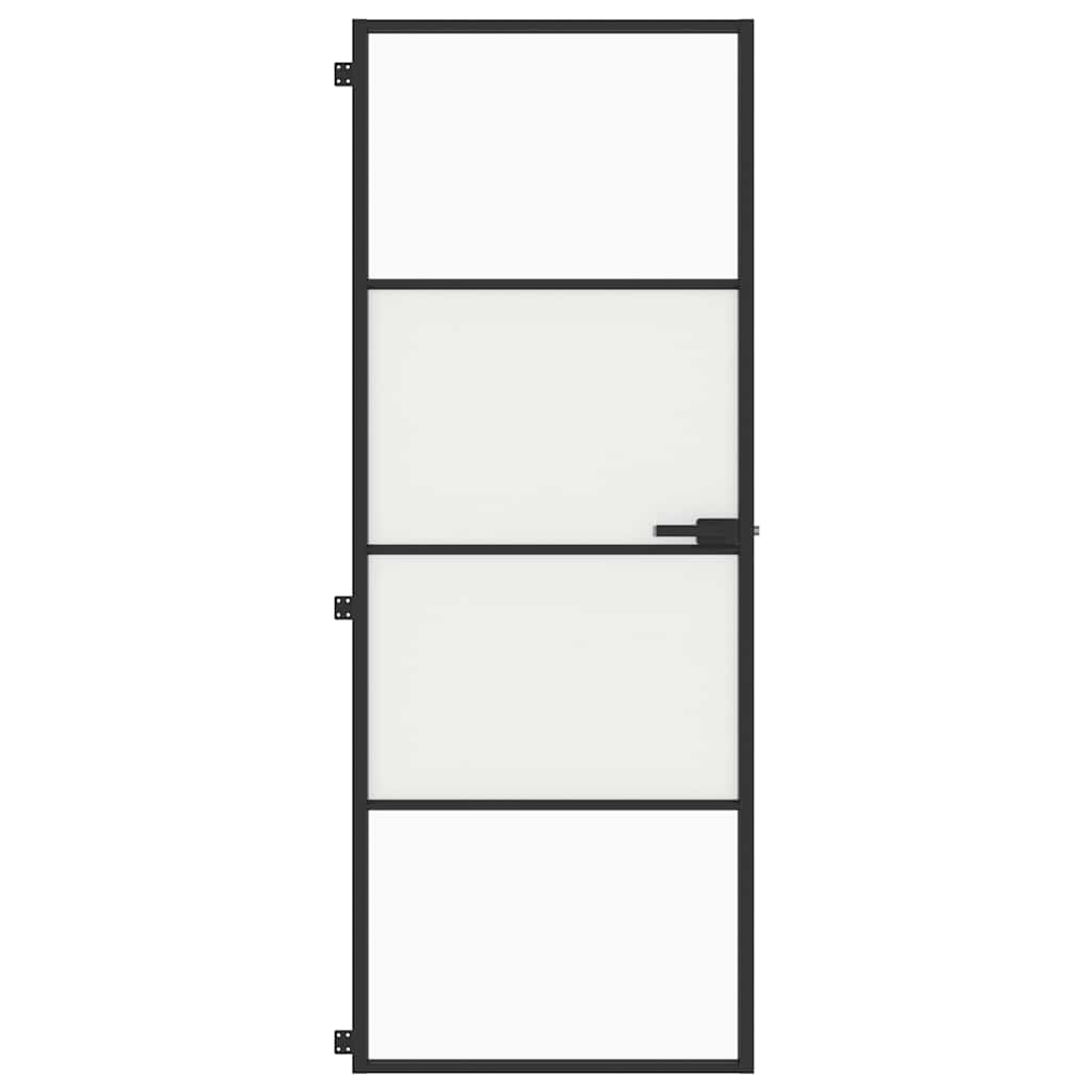 Porta per Interni Nera 76x201,5cm Vetro Temperato e Alluminio