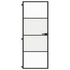 Porta per Interni Nera 76x201,5cm Vetro Temperato e Alluminio