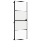 Porta per Interni Nera 76x201,5cm Vetro Temperato e Alluminio