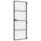 Porta per Interni Nera 76x201,5cm Vetro Temperato e Alluminio