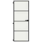 Porta per Interni Nera 76x201,5cm Vetro Temperato e Alluminio