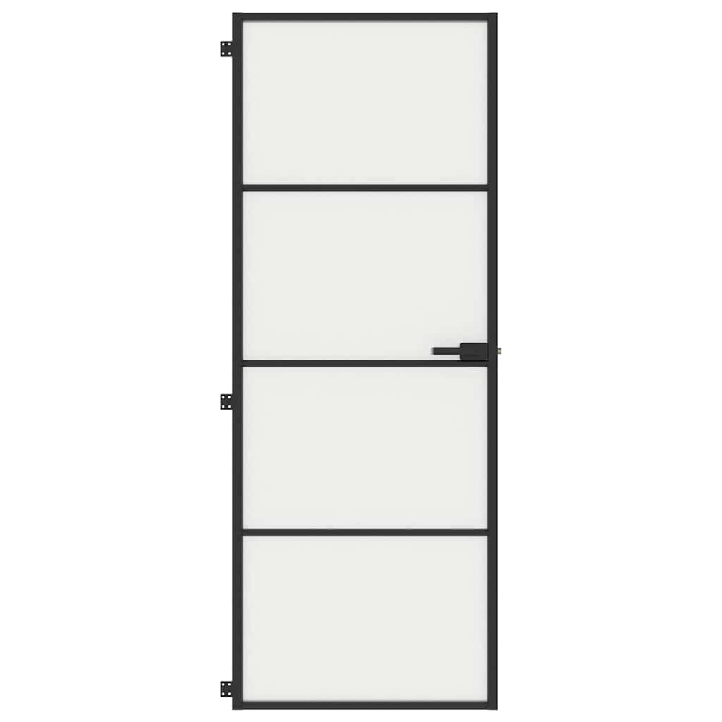 Porta per Interni Nera 76x201,5cm Vetro Temperato e Alluminio