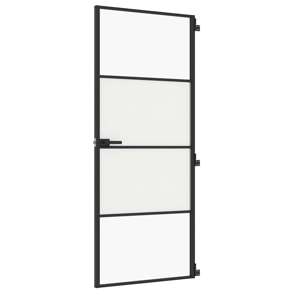 Porta per Interni Nera 83x201,5cm Vetro Temperato e Alluminio