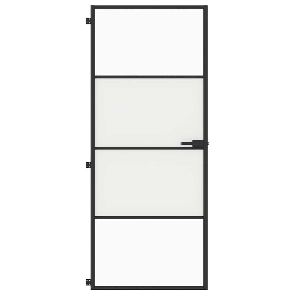 Porta per Interni Nera 83x201,5cm Vetro Temperato e Alluminio