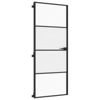 Porta per Interni Nera 83x201,5cm Vetro Temperato e Alluminio