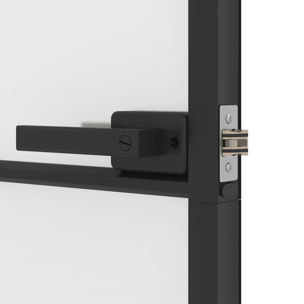 Porta per Interni Nera 83x201,5cm Vetro Temperato e Alluminio