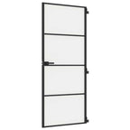 Porta Interni Vetro Temperato Opaco Nero 83x201,5cm Telaio Alluminio