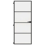 Porta Interni Vetro Temperato Opaco Nero 83x201,5cm Telaio Alluminio
