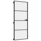 Porta Interni Vetro Temperato Opaco Nero 83x201,5cm Telaio Alluminio