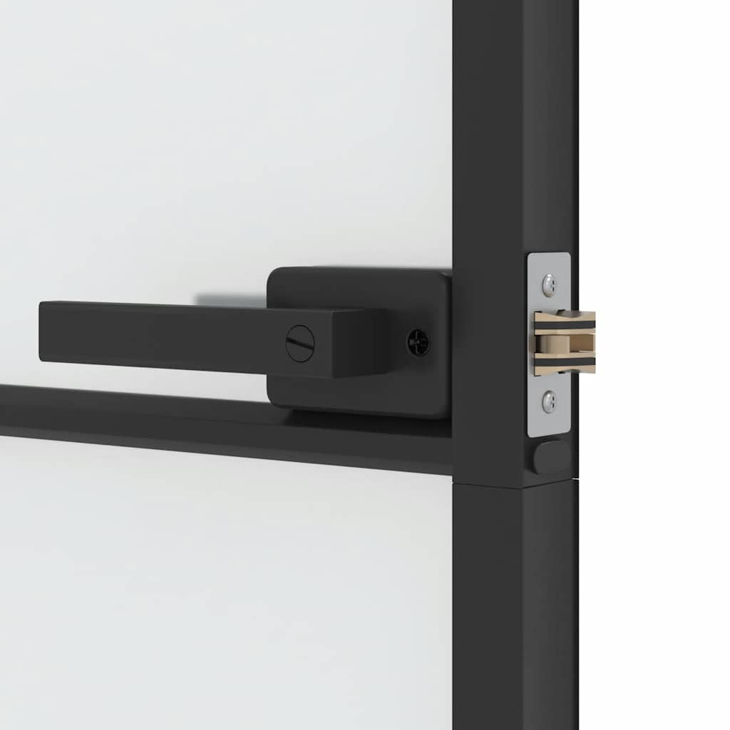 Porta Interni Vetro Temperato Opaco Nero 83x201,5cm Telaio Alluminio