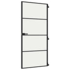 Porta Interni Vetro Temperato Opaco Nera 93x201,5cm Telaio Alluminio