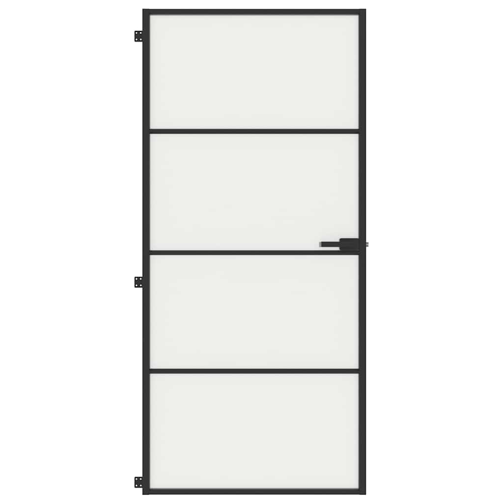 Porta Interni Vetro Temperato Opaco Nera 93x201,5cm Telaio Alluminio