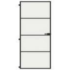 Porta Interni Vetro Temperato Opaco Nera 93x201,5cm Telaio Alluminio