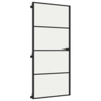 Porta Interni Vetro Temperato Opaco Nera 93x201,5cm Telaio Alluminio