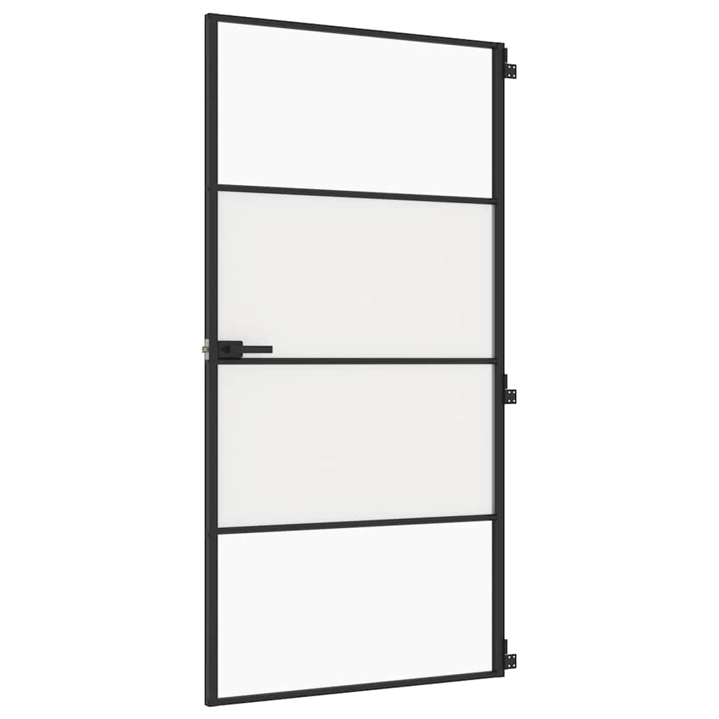 Porta Interni Sottile Nera 102,5x201,5 cm Vetro Temperato Alluminio