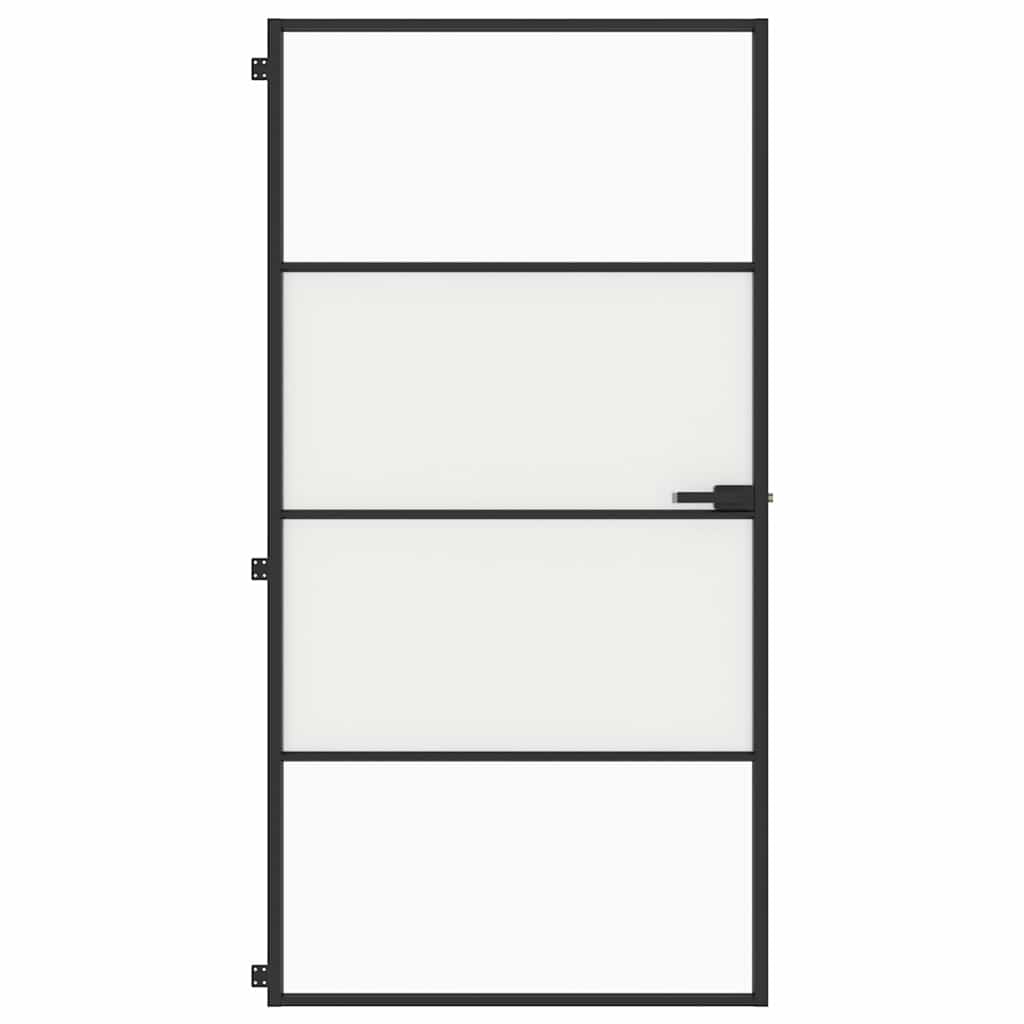 Porta Interni Sottile Nera 102,5x201,5 cm Vetro Temperato Alluminio