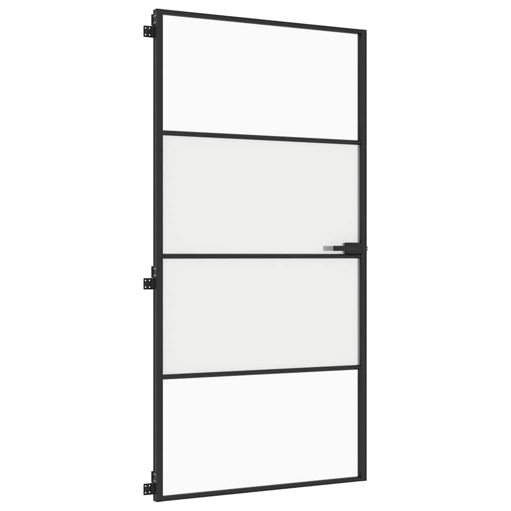 Porta Interni Sottile Nera 102,5x201,5 cm Vetro Temperato Alluminio