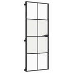 Porta Interna Sottile Nera 76x201,5 cm Vetro Temperato Alluminio