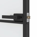 Porta Interna Sottile Nera 76x201,5 cm Vetro Temperato Alluminio