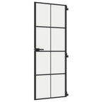 Porta Interni Vetro Temperato Opaco Nero 76x201,5cm Alluminio