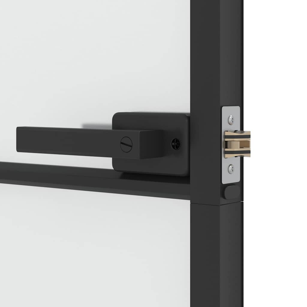 Porta Interni Vetro Temperato Opaco Nero 76x201,5cm Alluminio