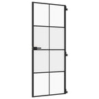 Porta Interni Sottile Nera 83x201,5cm Vetro Temperato Alluminio