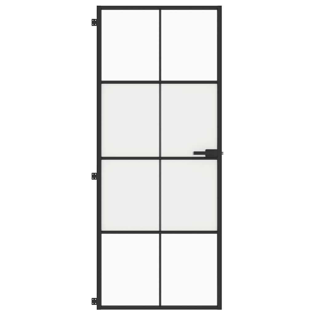 Porta Interni Sottile Nera 83x201,5cm Vetro Temperato Alluminio