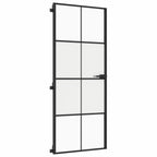 Porta Interni Sottile Nera 83x201,5cm Vetro Temperato Alluminio