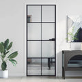 Porta Interni Sottile Nera 83x201,5cm Vetro Temperato Alluminio