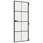 Porta Interna Sottile Nera 83x201,5cm Vetro Temperato Opaco Alluminio