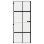 Porta Interna Sottile Nera 83x201,5cm Vetro Temperato Opaco Alluminio