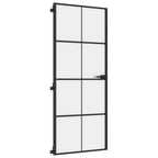 Porta Interna Sottile Nera 83x201,5cm Vetro Temperato Opaco Alluminio