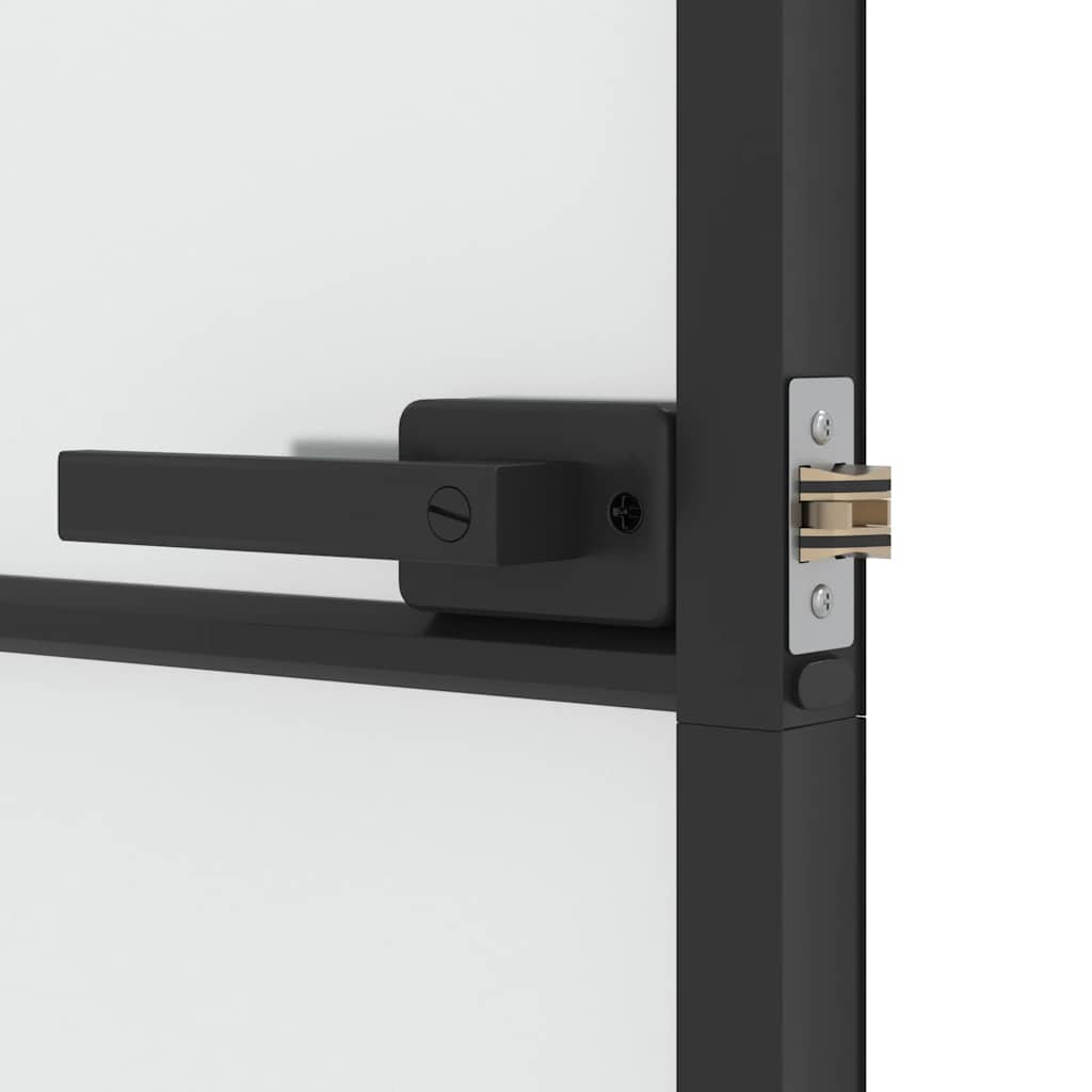 Porta Interna Sottile Nera 83x201,5cm Vetro Temperato Opaco Alluminio