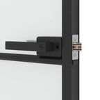 Porta Interna Sottile Nera 83x201,5cm Vetro Temperato Opaco Alluminio