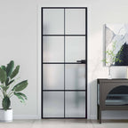 Porta Interna Sottile Nera 83x201,5cm Vetro Temperato Opaco Alluminio