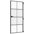 Porta Interni Sottile Nera 93x201,5cm Vetro Temperato Alluminio