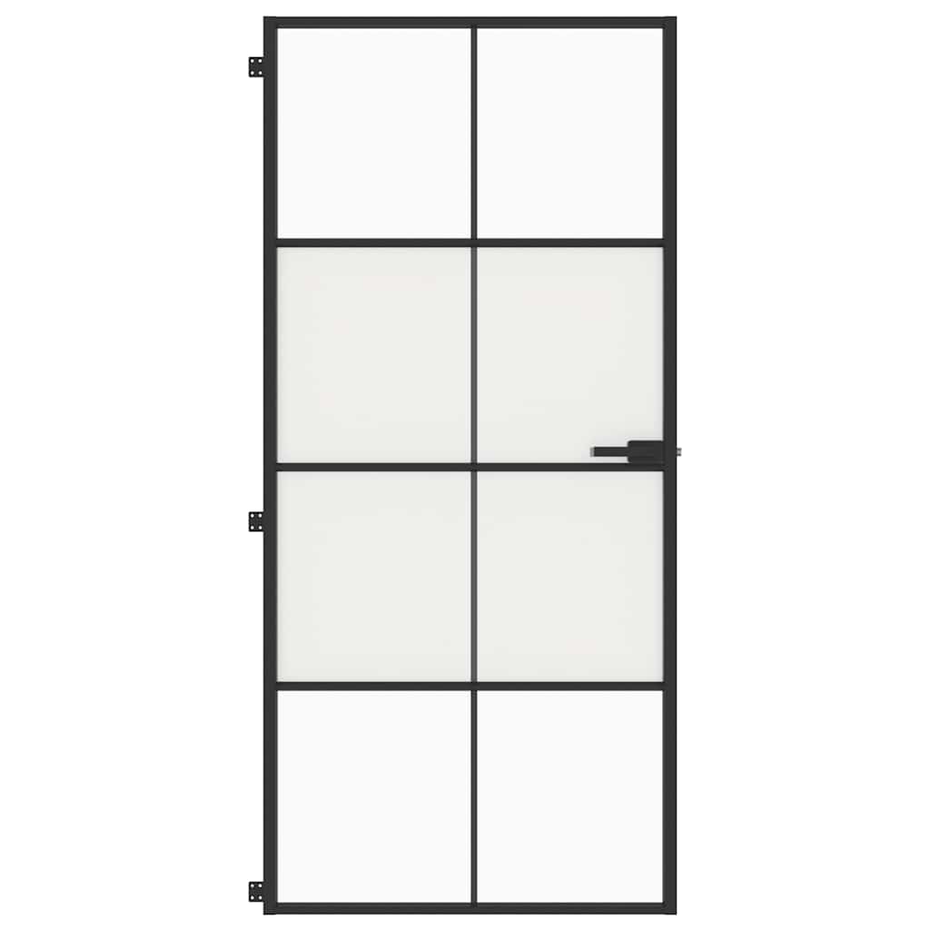 Porta Interni Sottile Nera 93x201,5cm Vetro Temperato Alluminio