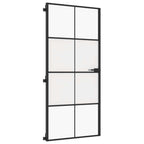 Porta Interni Sottile Nera 93x201,5cm Vetro Temperato Alluminio