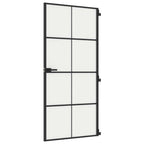 Porta Interni Sottile Nera 93x201,5cm Vetro Temperato Alluminio