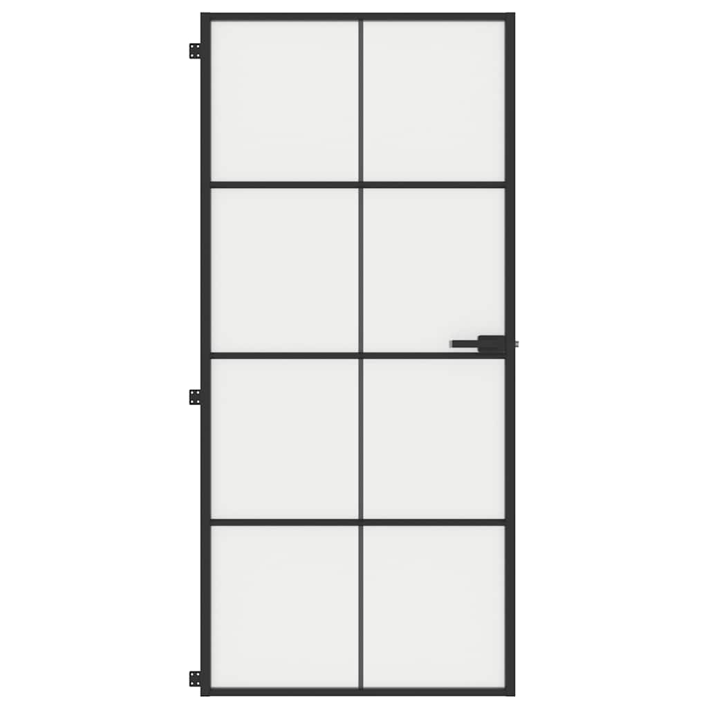 Porta Interni Sottile Nera 93x201,5cm Vetro Temperato Alluminio